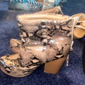 Faux Snakeskin Boots, Size 7